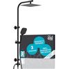 EISL Easy Deluxe Set doccia nero, sistema doccia senza rubinetto, 2 in 1, con grande doccia a pioggia in acciaio inox (300 x 300 mm) e doccetta a mano, doccia a pioggia senza rubinetto, colore nero