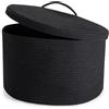 Rieeyrslza Cesto Portabiancheria in Corda Intrecciata con Coperchio 32L Cesta Porta Coperte da Salotto, Maniglia Vuota, Mettere Vestiti e Giocattoli, Camere da Letto e Lavanderia 40 x 25cm(Nero)