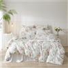 DXHOME Biancheria da letto bianca blu rosa 220 x 240 cm fiori piante botaniche estive biancheria da letto traspirante morbida microfibra matrimoniale copripiumino con cerniera e 2 federe 80 x 80 cm