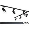 Bravsekai Kit Luci a Binario Teste, 6 Luci Binario Estensibile 2x1m Binario Tipo H 20W 6000K Bianco Freddo Faretti a Soffitto