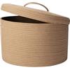 Rieeyrslza Cesto Portabiancheria in Corda Intrecciata con Coperchio 32L Cesta Porta Coperte da Salotto, Maniglia Vuota, Mettere Vestiti e Giocattoli, Camere da Letto e Lavanderia 40 x 25cm(Iuta)