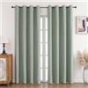 CUCRAF - Set di 2 tende 100% opache in lino, con occhielli, protezione dal freddo, isolamento acustico, per soggiorno, camera da letto (grigio verde, 300 x 167 cm (altezza x larghezza)), set di 2