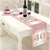 Creaher Runner da tavola con scritta Happy Birthday, in oro rosa, per 40° compleanno, per donne e 40 anni, runner da tavola di compleanno, decorazione da tavola, 180 x 35 cm