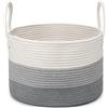 Rieeyrslza Cesto Portabiancheria in Corda Intrecciata D40 x H25 CM Pieghevole Cesta Decorativa Stoccaggio Paniere con Maniglia 32L Tessuto Cesto per Coperte Esperto di Archiviazione (Grigio 3 Toni)