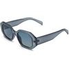 Vestopazzo occhiale da sole esagonale allungato, montatura blu trasparente con lenti blu.Unisex.S022