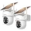 ANRAN 5MP FHD Videocamera Sorveglianza Esterno senza Fili, 360° Telecamera con Pannello Solare Incorporati, Visione Notturna a Colori, Avvisi Intelligenti, Compatibilità con Alexa, IP66, Q4 Max 2Pz