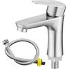 HOSPAOP Rubinetto per acqua fredda in acciaio inox con tubo di collegamento da 80 cm, rubinetto per acqua fredda, per bagno, ospiti, WC