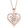 Jrêveinfini Cuore Collana Donna Oro Rosa Argento 925 Mamma Lunga Amicizia Maestra Mamma e Figlia, Cuore Pendente Anallergici Nichel Gioielli Regalo Donna Compleanno Valentino Anniversario Natale