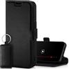 SURAZO Custodia in pelle di alta qualità 2.0 per Apple iPhone 14 Pro, pieghevole, in vera pelle, magnetica, scomparto per carte di credito, protezione RFID, Keyring, custodia a portafoglio in pelle