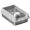 Obotsnoi Lettiera per gatti in acciaio inox, design semi-chiuso, facile da pulire, superficie liscia, per animali domestici, ufficio, uso domestico, in acciaio inox