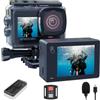 Apexcam Nuovo X80pro Doppia Screen Action Cam 4K60FPS 8X Zoom EIS 64MP Ultra HD WiFi Fotocamera Sportiva Telecamera subacquea 40m Impermeabile 2.4G Telecomando 2x1350mAh Batterie