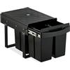 Relaxdays Pattumiera Estraibile Sottolavello, Cestino Raccolta Differenziata 4 Scomparti da 8 L, 34,6x34x51,8 cm, Nero, Acciaio, Plastica
