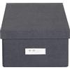 BIGSO BOX OF SWEDEN Karin, piccola scatola portaoggetti con coperchio, stabile organizer in fibra e carta effetto lino, pratica scatola pieghevole con cornice per etichette per maggiore spazio - nero