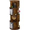 Relaxdays Libreria Girevole, 20 Scomparti 137x50 cm, Scaffale Industriale Porta Libri, CD, Dvd, Colonna Rotante, Marrone, Acciaio, Fibra di Legno