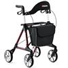 ZENBON Deambulatore Leggero Pieghevole in Alluminio: Girello 4 Ruote Leggeri e Pieghevoli Speciali per Anziani - Rollator con Seduta Stretti per la Casa - Deambulatore con Funzione di Bloccaggio (Rosso)