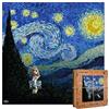 ACTIVE PUZZLES Puzzle in Legno VanGog Notte Stellata con pezzi di design unici 40 x 40 cm 457 Pezzi