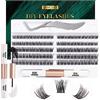 Lanciley Ciglia Finte con Colla Pinzette Kit 120 Pcs Ciglia Finte Ciuffetti Impermeabili Bond and Seal 3D Extension Ciglia Morbide e Riutilizzabili C D Curl 10-16mm Lunghezza - L01