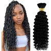 Evaxilc 30 30 Inch Human Hair For Braiding Deep Wave Menschliches Haar #1B Natural Black Color Unprocessed No Weft Bulk Braiding Hair Extensions For Boho Braids