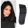 XFSRG Extension Clipin Invisibili 100% Capelli Veri 20cm Lisce per Donne e Ragazze Facili da Applicare, Effetto Naturale（Nero）