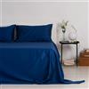 Zenoni & Colombi Lenzuola Matrimoniale 100% Raso di Cotone 300 fili - Set Completo letto compreso di lenzuolo sopra, sotto e federe, Made in Italy (Blu Oltremare, Matrimoniale)