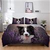LUYAPOND Copripiumino Una Piazza e Mezza Border Collie, Set di Biancheria da Letto in Microfibra, 1 Copri Piumino 200x200 cm + 2 Federe 50x80 cm