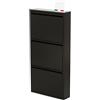 MOHOME Scarpiera Salvaspazio Slim Metallo 3 Ante Nera Dimensioni 105 x 50 x 15 cm Ripiani a Ribalta Sincronizzati Porta Scarpe Assemblata Ingresso Camera