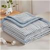 Generic Coperta leggera a quadri, 100% cotone lavato, con morbida imbottitura in microfibra, per letto singolo, matrimoniale, piumino alternativo per tutte le stagioni, 200 x 230 cm