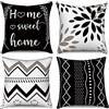 Hnmdmyi Copricuscino nero 45x45 Set di 4, Home Sweet Home floreale Boho geometrico decorativo coperture cuscino moderno Agriturismo lino copertura cuscino per divano letto giardino esterno Home Decor