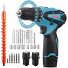 MOTUZP Avvitatore Elettrico, Chiave Elettrica 3 in 1, Mini Trapano elettrico portatile, 12V 1.5Ah, 18+2 Coppie, 30 Accessori, Elettrico a Strumento (2 batteria)