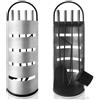 YUENFONG Set Camino 5 Pezzi con Porta Attrezzi, Accessori da Camino, Acciaio Inox, Paletta, scopa, Pinza, Attizzatoio, Contenitore per Cucina Casa (Tipo A, argento e nero)
