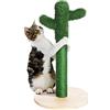 BAKAJI Tiragraffi Graffiatoio Cactus Albero Forma Pianta per Gatti Animali Felini Colore Verde con Fiore Interattivo per Unghie Antigraffio Giocattolo Stabile Resistente Robusto Corda in Canapa