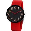 Comtex Orologio da donna in silicone rosso orologio da donna simulato al quarzo orologio da donna cinturino digitale impermeabile orologio sportivo ragazza orologio ragazzi orologio bambini, Rosso 2,