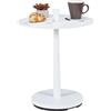 Relaxdays Tavolino da Salotto in Acciaio e Legno, H x D: 56 x 45 cm, Tavolo Rotondo da Divano, Design Moderno, Bianco