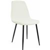 CLP Sedia da Pranzo Imbottita Maryam, Sedia da Cucina con Schienale e Telaio in Metallo Nero, Portata Fino a 150 kg, Colore:Crema, Materiale:Stoffa