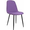 CLP Sedia da Pranzo Imbottita Maryam, Sedia da Cucina con Schienale e Telaio in Metallo Nero, Portata Fino a 150 kg, Colore:Viola, Materiale:Stoffa