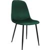CLP Sedia da Pranzo Imbottita Maryam, Sedia da Cucina con Schienale e Telaio in Metallo Nero, Portata Fino a 150 kg, Colore:Verde, Materiale:Velluto