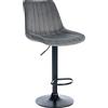 CLP Sgabello Toni Velvet | Sgabello da banco Regolabile in Altezza con Schienale | Sgabello da Bar con Struttura in Metallo, Colore:Grigio Scuro, Colore del Telaio:Nero