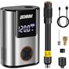 QCHMM Pompa per bicicletta elettrica, mini pompa ad aria elettrica per bicicletta, con manometro per valvola Schrader e Presta, pompa ad aria a batteria 120 PSI, unità PSI/bar, spegnimento automatico e luce