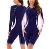 SEAUR Rash Guard Costume da bagno da donna a maniche lunghe, con gamba UPF 50+, protezione UV, slim fit, chiusura lampo, costume da bagno One Piece, A06, M