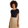 Tommy Hilfiger Donna T-Shirt Maniche Corte 5X2 Rib Slim Fit, Nero (Black), XS