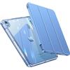INFILAND Custodia per iPad Air 6a/5a/4a generazione (2023/2022/2020) da 10,9 pollici con retro e cornice in cristallo [ anti-ingiallimento ] con supporto per stilo, Blu