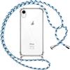 Pnakqil Cover per iPhone XR con Cordino, Trasparente Custodia con Laccio Tracolla Cellulare Girocollo Collana Protettiva per iPhone XR 6.1 Pollic, Blu