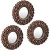 Relaxdays Set da 3 Specchi, Rotondi, da Parete, Cornice Decorativa in Plastica, Stile Barocco, Ø 25 cm, Bronzo Nero