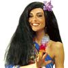 W WIDMANN MILANO Party Fashion - 6008O - Parrucca Hawaii, nera, con orchidea, festa a tema, carnevale