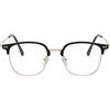 LJCZKA Occhiali Anti Luce Blu Mezza Cornice Uomo Donna Vintage Quadrato Metallo Montatura Antiriflesso Antiaffaticamento per Computer Gaming TV Telefonino (Oro Nero)