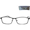Mini Brille - Occhiali Anti Luce Blu con Lenti Rettangolari, Stile Eleganti, Custodia in Omaggio, Montatura Quadrati in Acciaio Inox (Nero), Computer Occhiali da Lettura Uomo e Donna +2.0 Diottrie