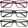 Mini Brille - 3 Pack Occhiali con Luce Blu Bloccanti Resistenti con Lenti Rettangolari, Montatura Quadrati in Plastica, Computer Occhiali da Lettura Uomo e Donna +2.0 Diottrie