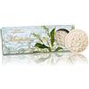 Saponificio Artigianale Fiorentino Mughetto sapone, Confezione 3 saponette rotonde, lavorazione artigianale, scolpiti con fiori, 3x125g