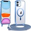 Kokio Cover Magnetica per iPhone 11 6,1" Pollici Case avec Cordino,Compatibile con MagSafe, Trasparente Morbido Custodia Paraurti Antiurto, Resistente all'us, Antigraffio, Blu