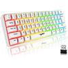 CROSS ZEBRA Tastiera Wireless Gaming, 61 Tasti Bluetooth 5.0 + 2.4G Dual-Mode Tastiera Retroilluminata Arcobaleno Ergonomica Piccola al 60% con Batteria Ricaricabile per Windows Mac PC PS4 Gamer, Bianca
